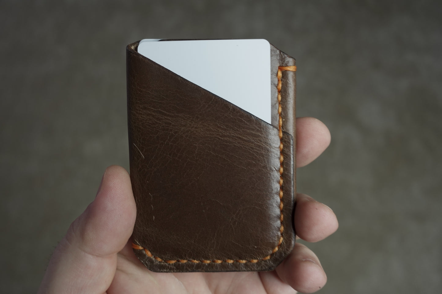 The Buckshot - Horween Dublin Brown Orange Stitching