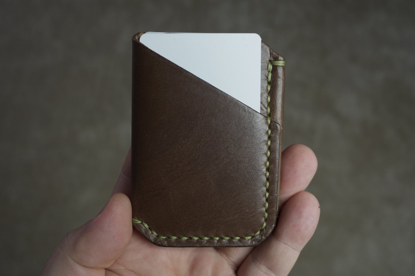 The Buckshot - Horween Dublin Brown Green Stitching