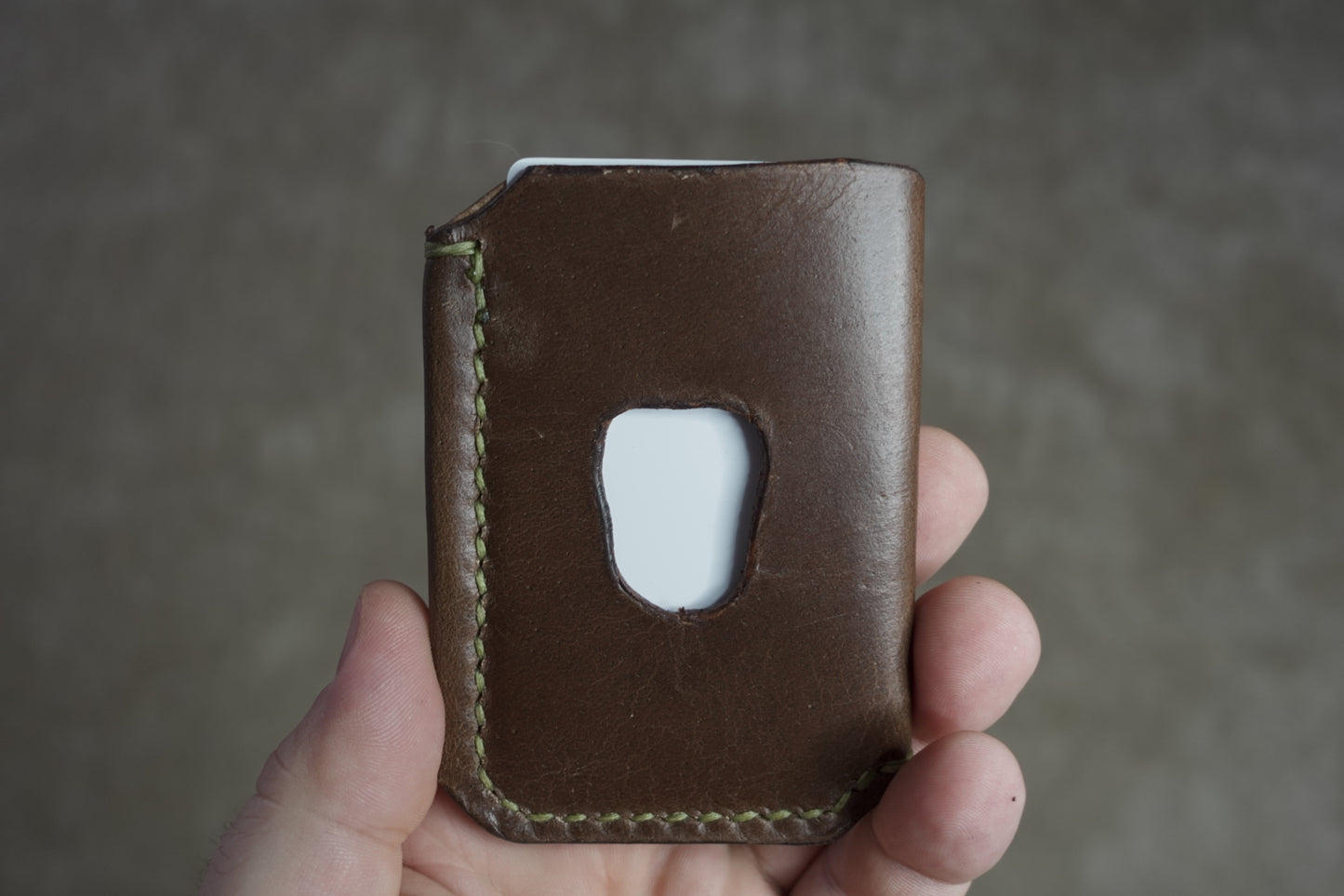 The Buckshot - Horween Dublin Brown Green Stitching
