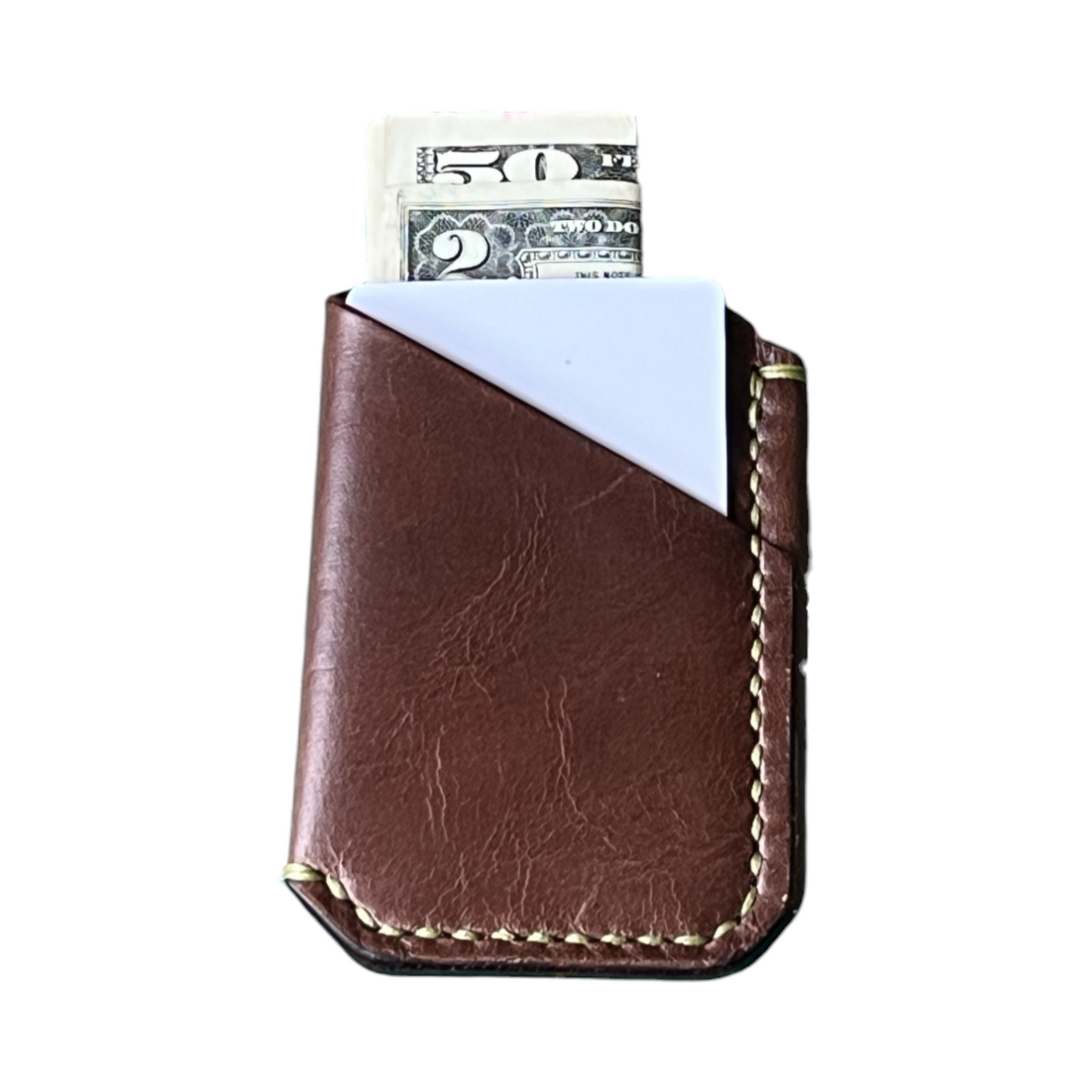 The Buckshot - Horween Dublin Brown Green Stitching