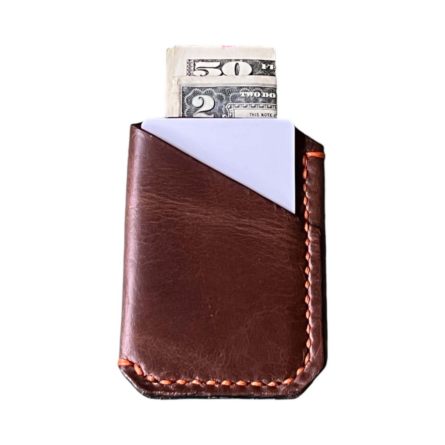 The Buckshot - Horween Dublin Brown Orange Stitching