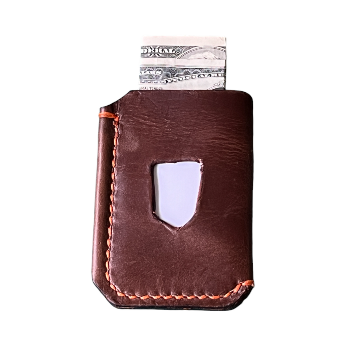 The Buckshot - Horween Dublin Brown Orange Stitching