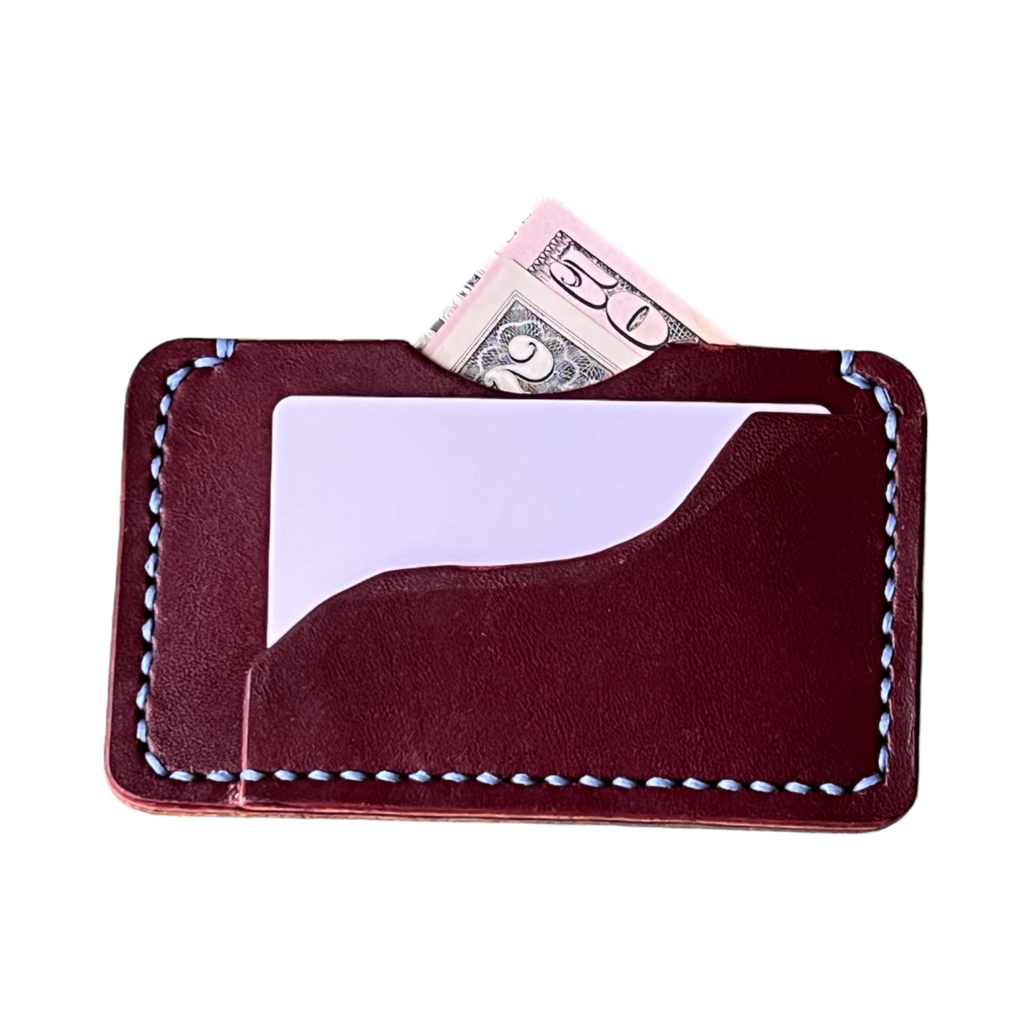 The Daddy Vito - Burgundy English Bridle Blue Stitching