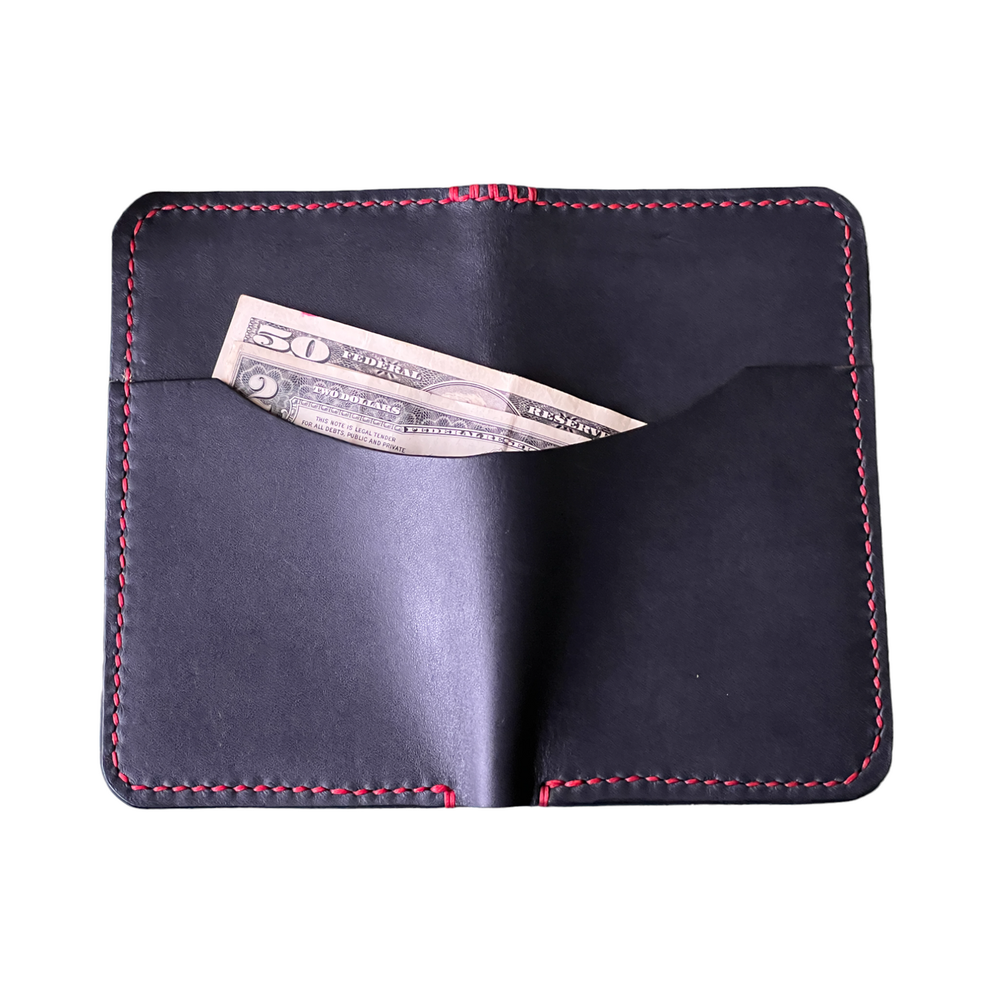 The Adalyn - Black Horween Dublin Red Oil Inserts Red Stitching